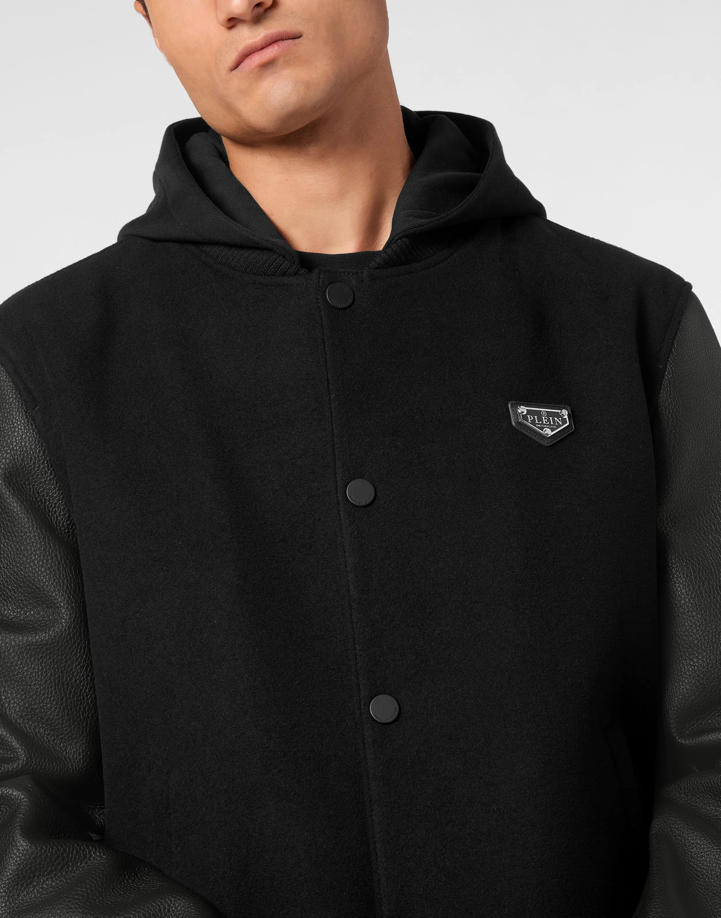 Bomber Jacket Leather Sleeves Iconic Plein