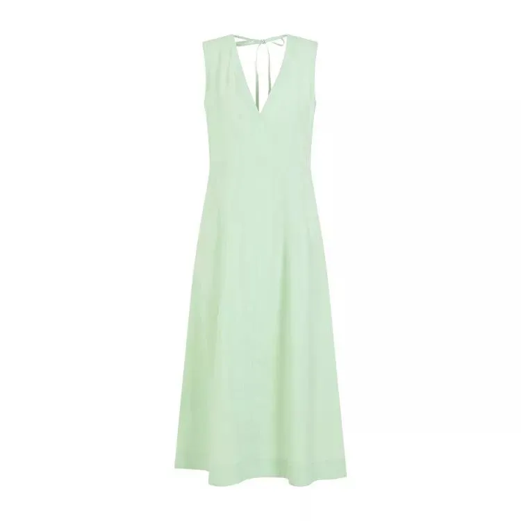   Bottega Veneta  Compact Fresh Mint Cotton Midi Dress Green