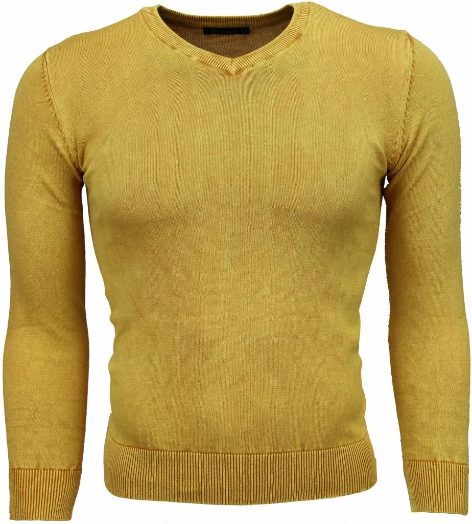 Casual Pullover- Exclusive Blanco V-Hals - Gelb