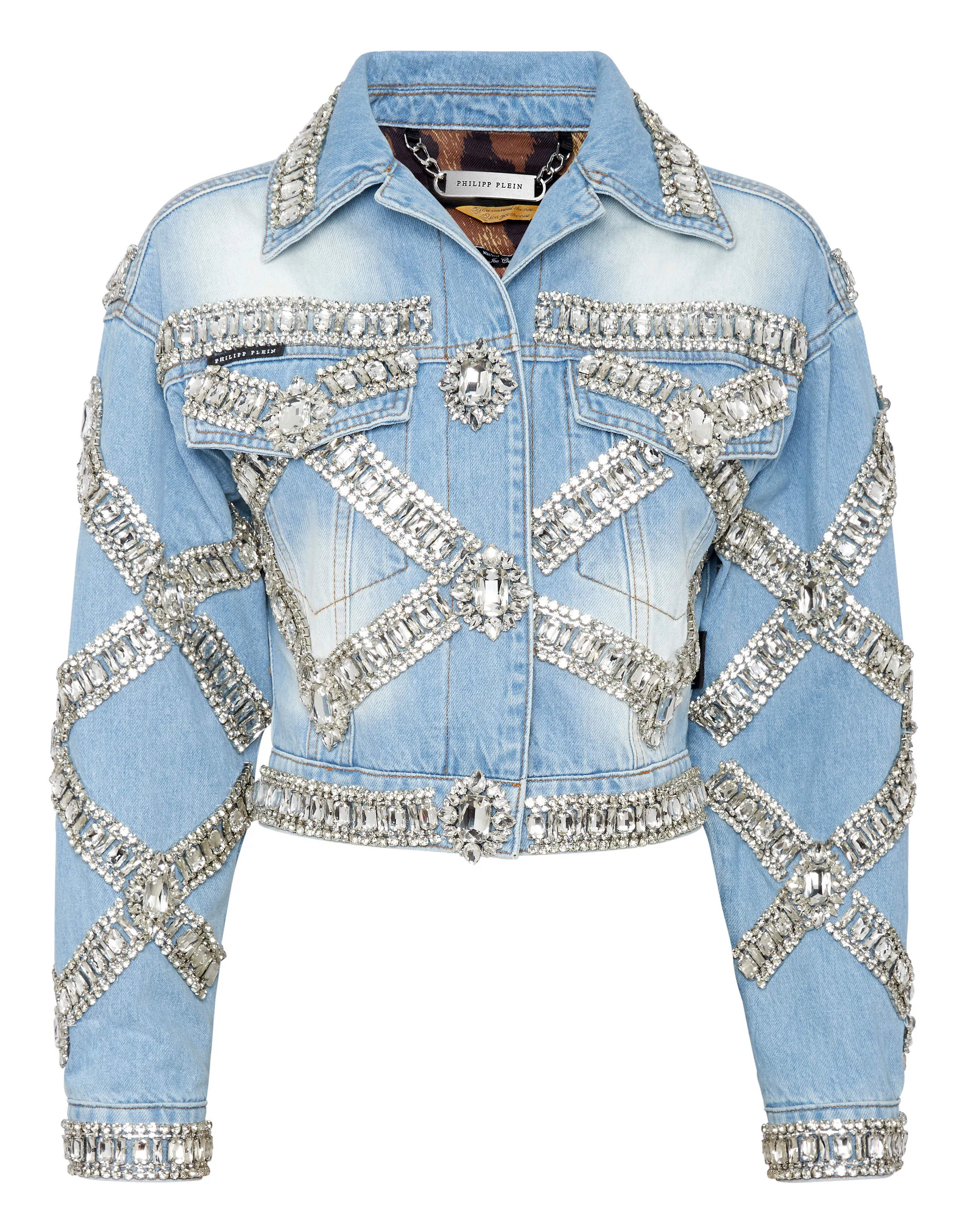 Cropped Oversize Denim Jacket Brooches