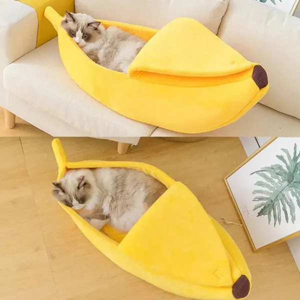 Cute Banana Hundehütte für Katzen, kleine Hundehütte mit Abdeckung