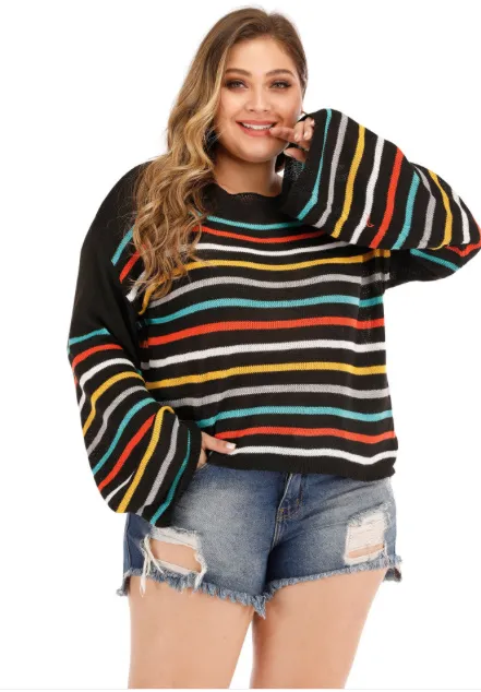 Fashion Langarm Strick Pullover bis 3XL 