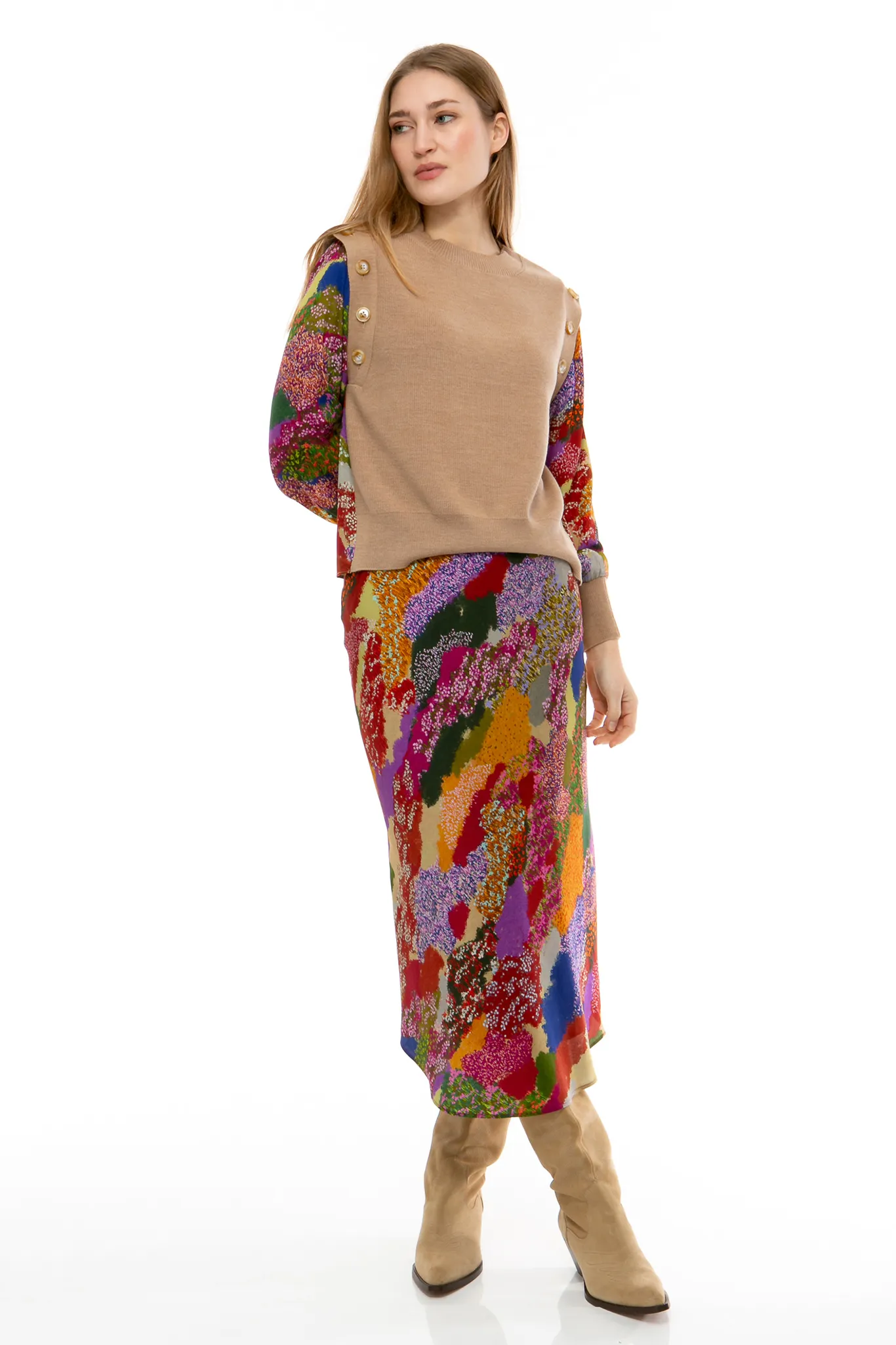 FLOWER FIELDS Pullunder mit integrierter Bluse multicolor