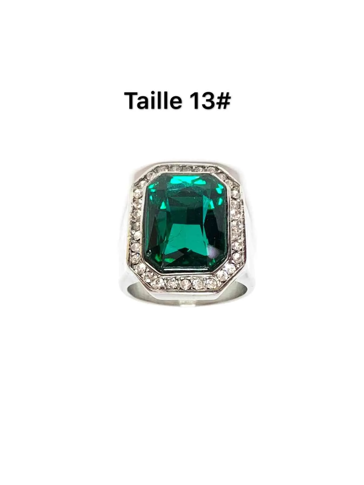 Green diamond knight steel ring