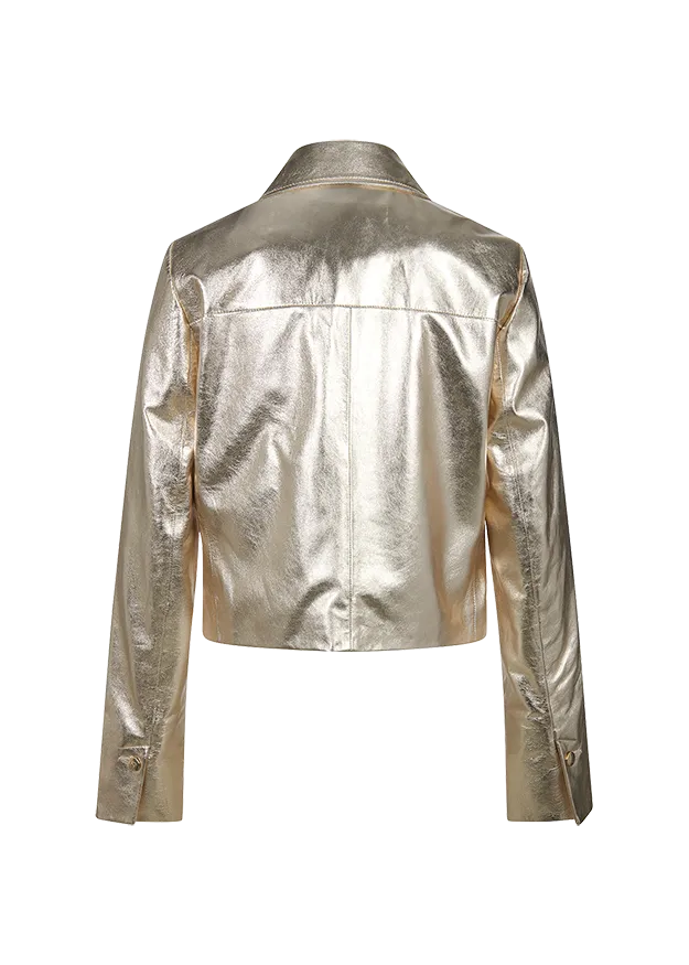 JACKE AUS METALLIC NAPPA  »  Größe: 40, Farbe: gold