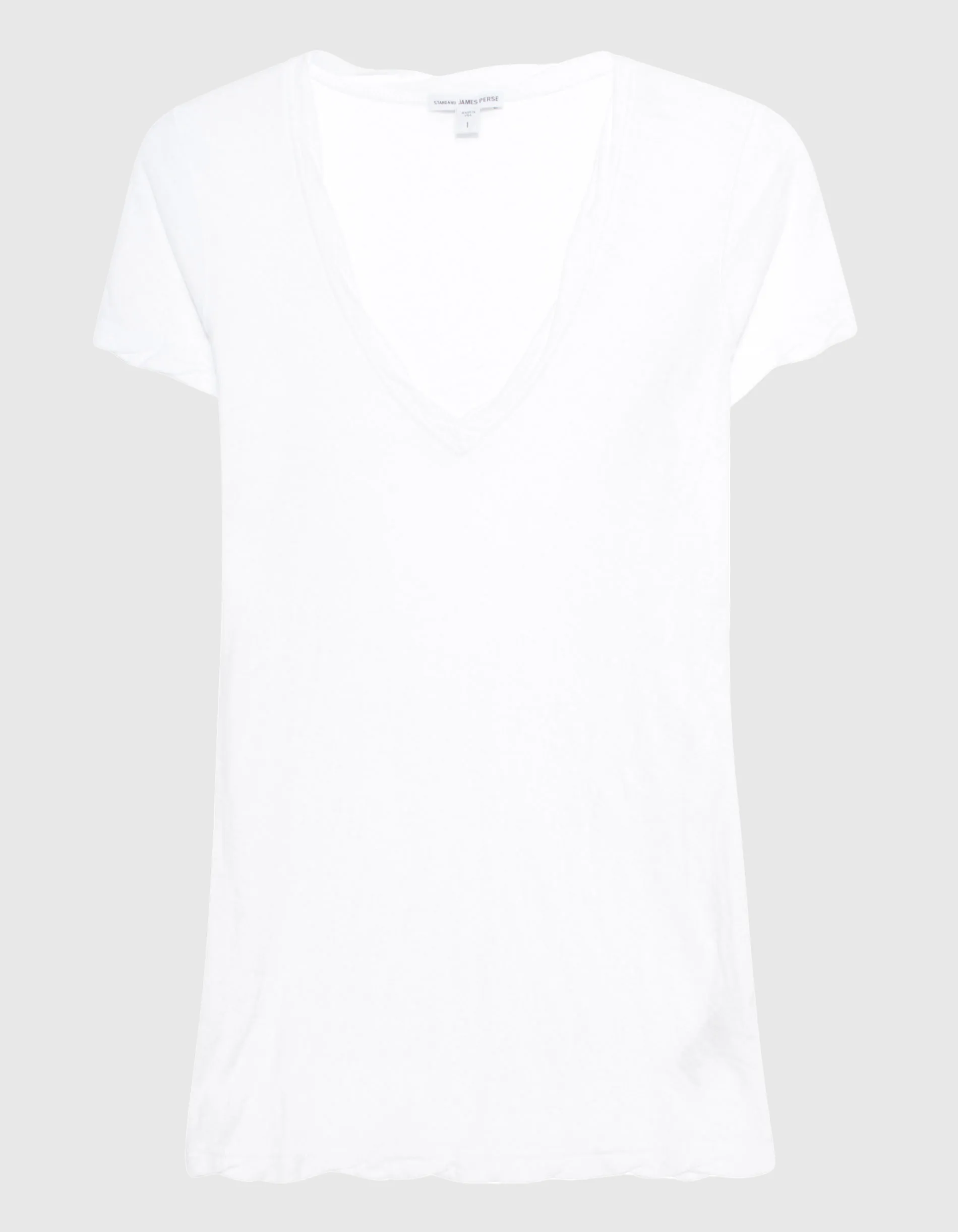 JAMES PERSE Casual Reverse White // Baumwoll T-Shirt mit V-Ausschnitt