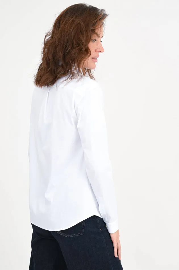 Jersey Langarm-Bluse in Weiß