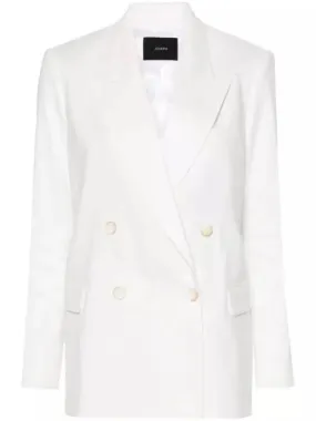   Joseph  Ivory Double-Breasted Linen Blazer White
