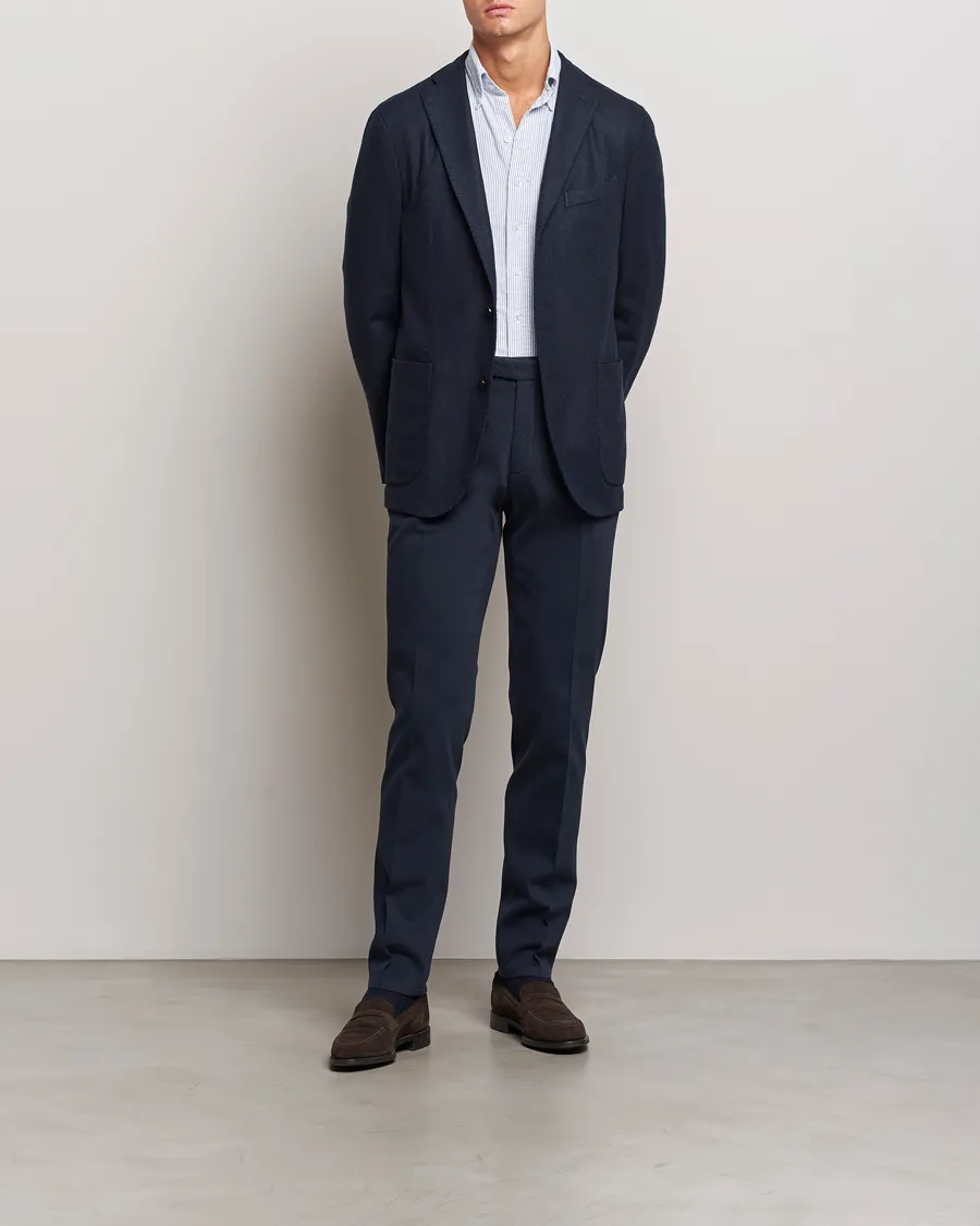 K Jacket Wool Herringbone Blazer Navy