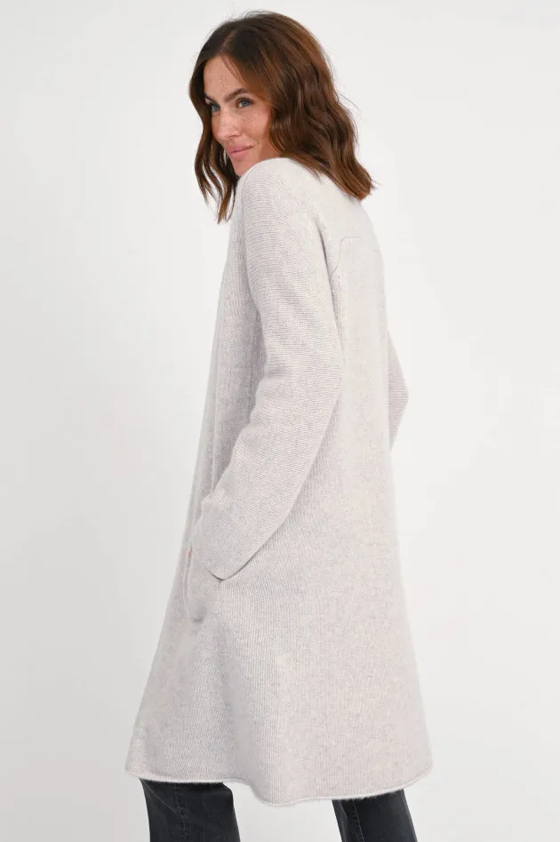 Lange Cashmere-Jacke in Hellbeige