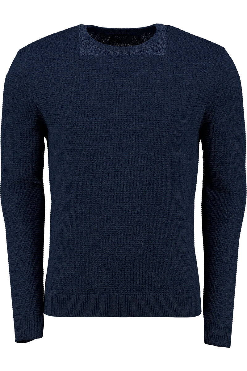 MAERZ Rundhals Pullover marine aus Schurwolle