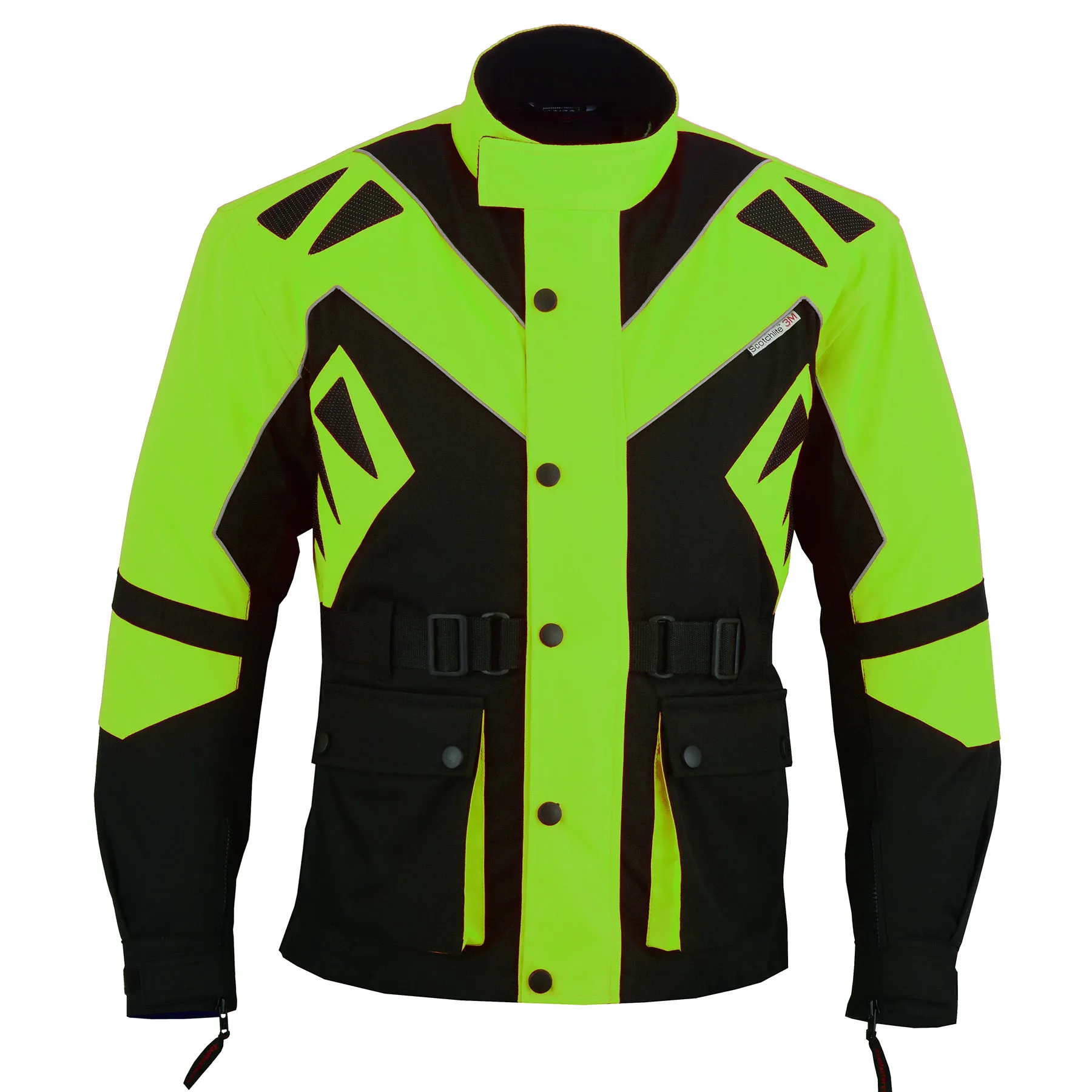 Motorradjacke Orange Gelb Grün Schwarz mit Protektoren GW300J