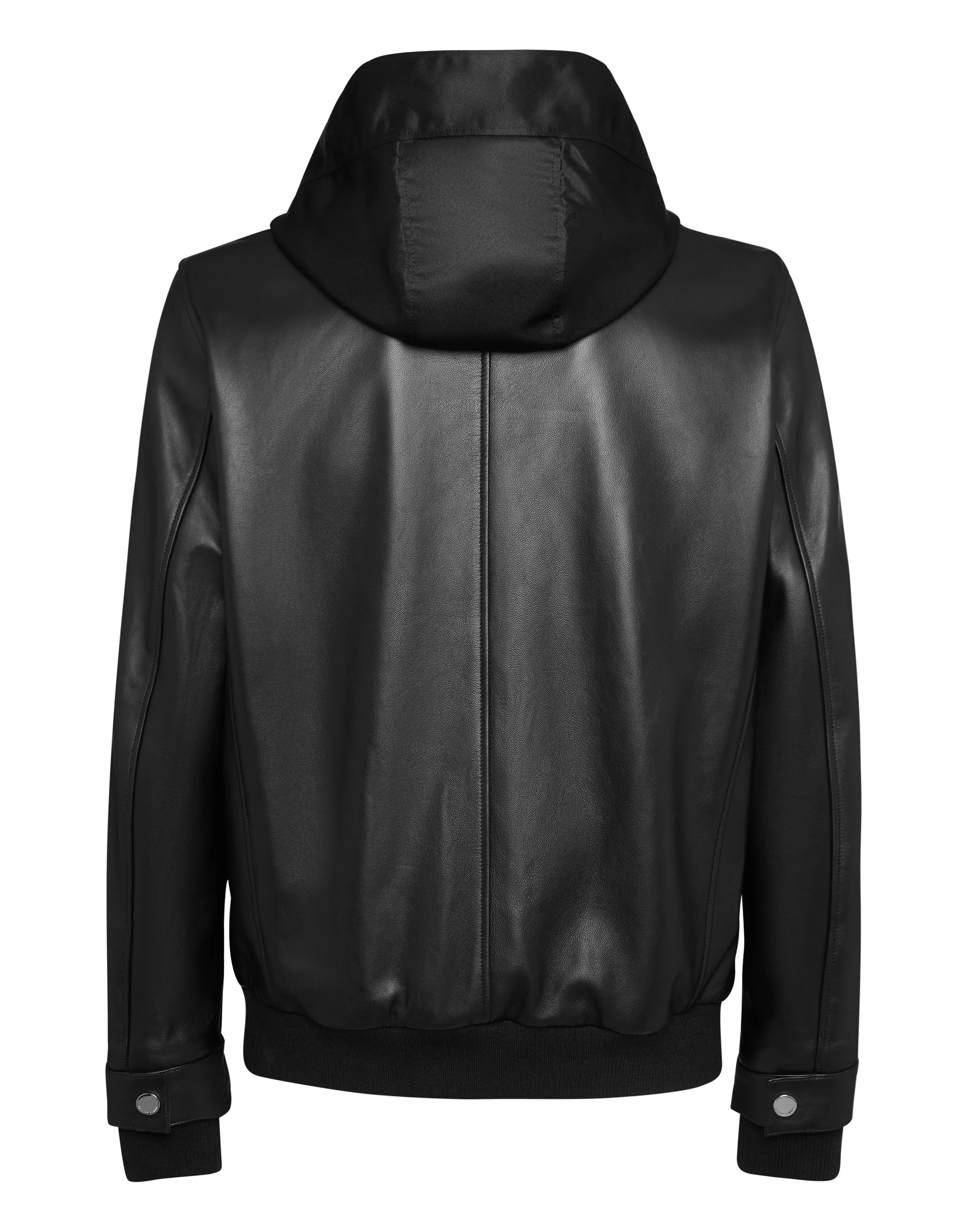 Nappa Leather Hooded Bomber Jacket