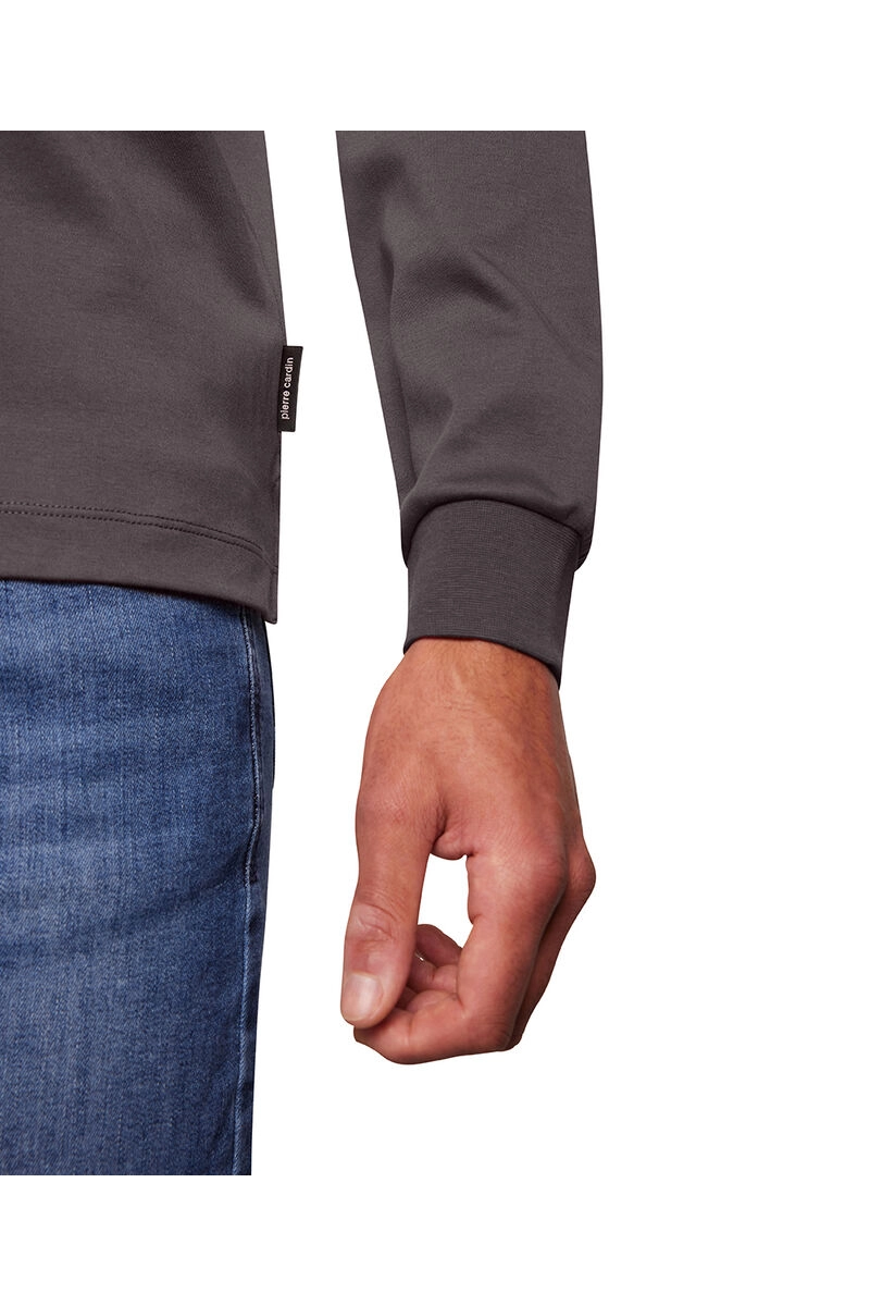 PIERRE CARDIN Langarm Polo Shirt anthrazit Modern Fit