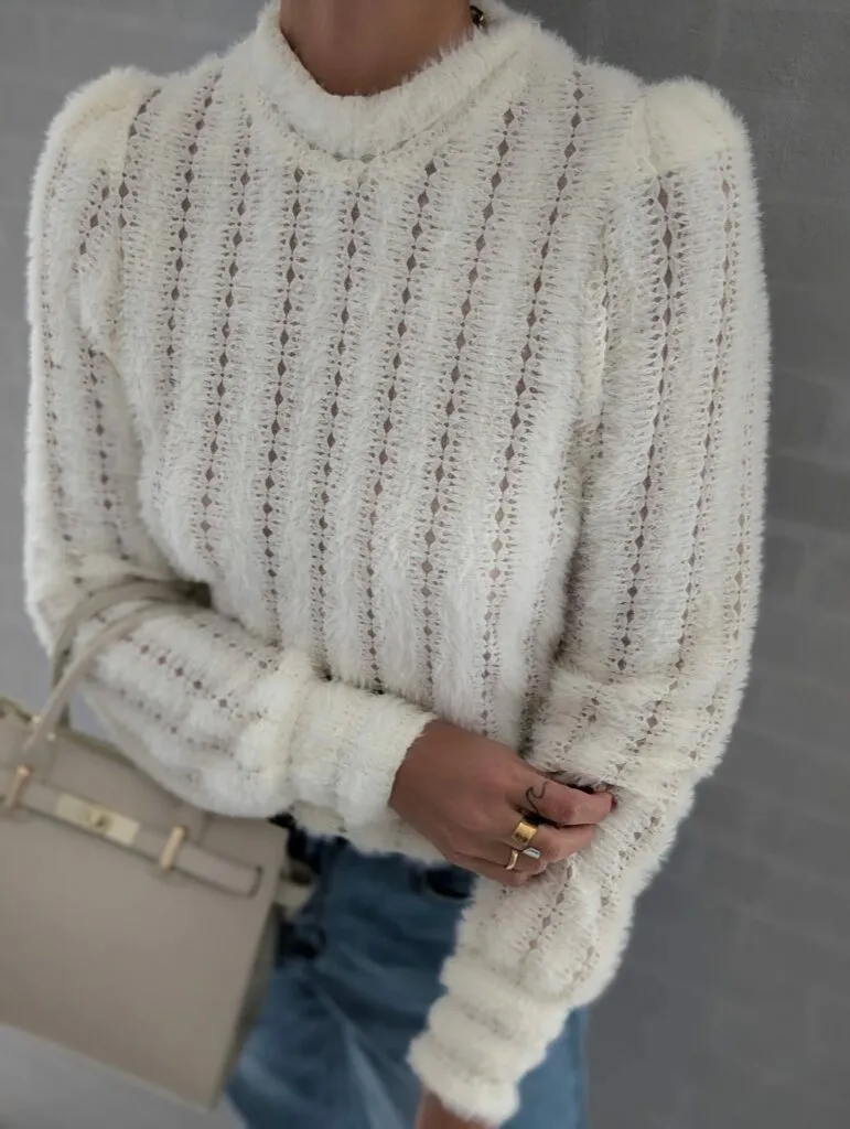 Pointelle-Oberteil SNOWFLAKE creme SALE