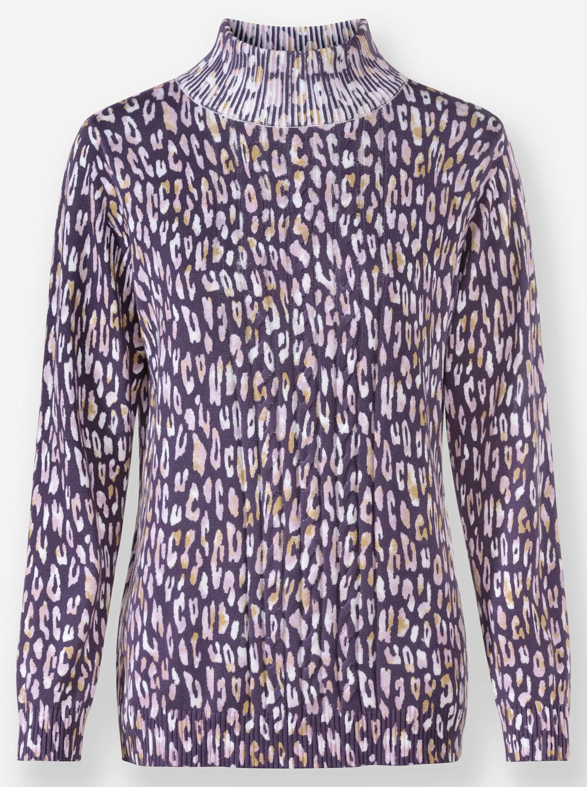 Pullover in feige-mauve-bedruckt