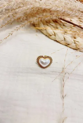 Ring heart pearly pearl