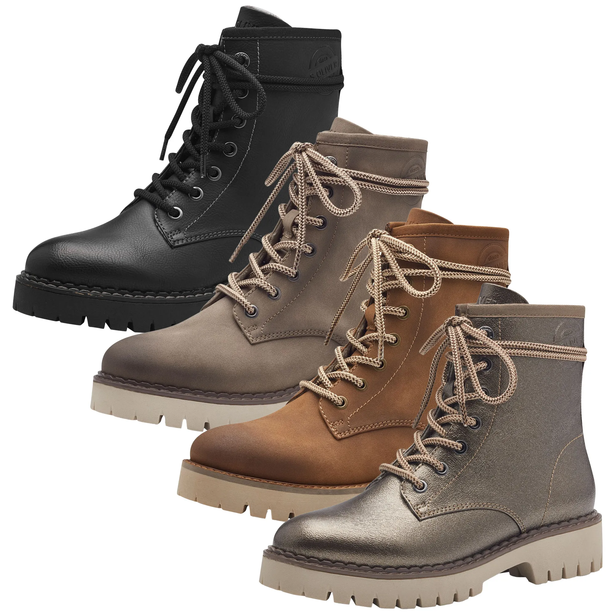 s.Oliver Damen Stiefelette schaftumspielende Schnürung Profilsohle