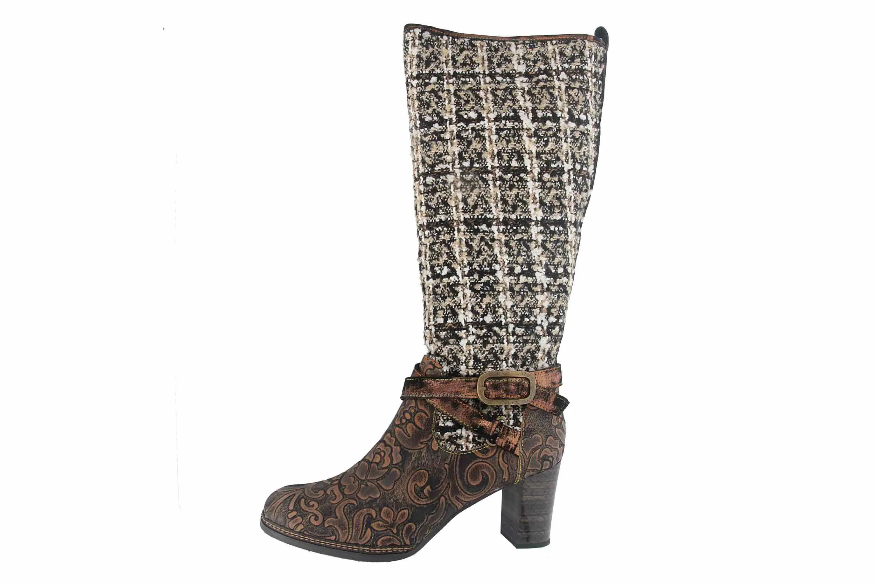 Spring Footwear TWEED Stiefel in Übergrößen Braun TWEED-BRM große Damenschuhe