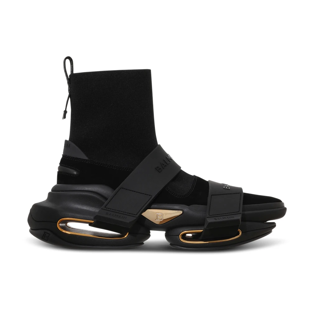 Suede- und Strick-B-Bold-Sneaker mit Riemen
