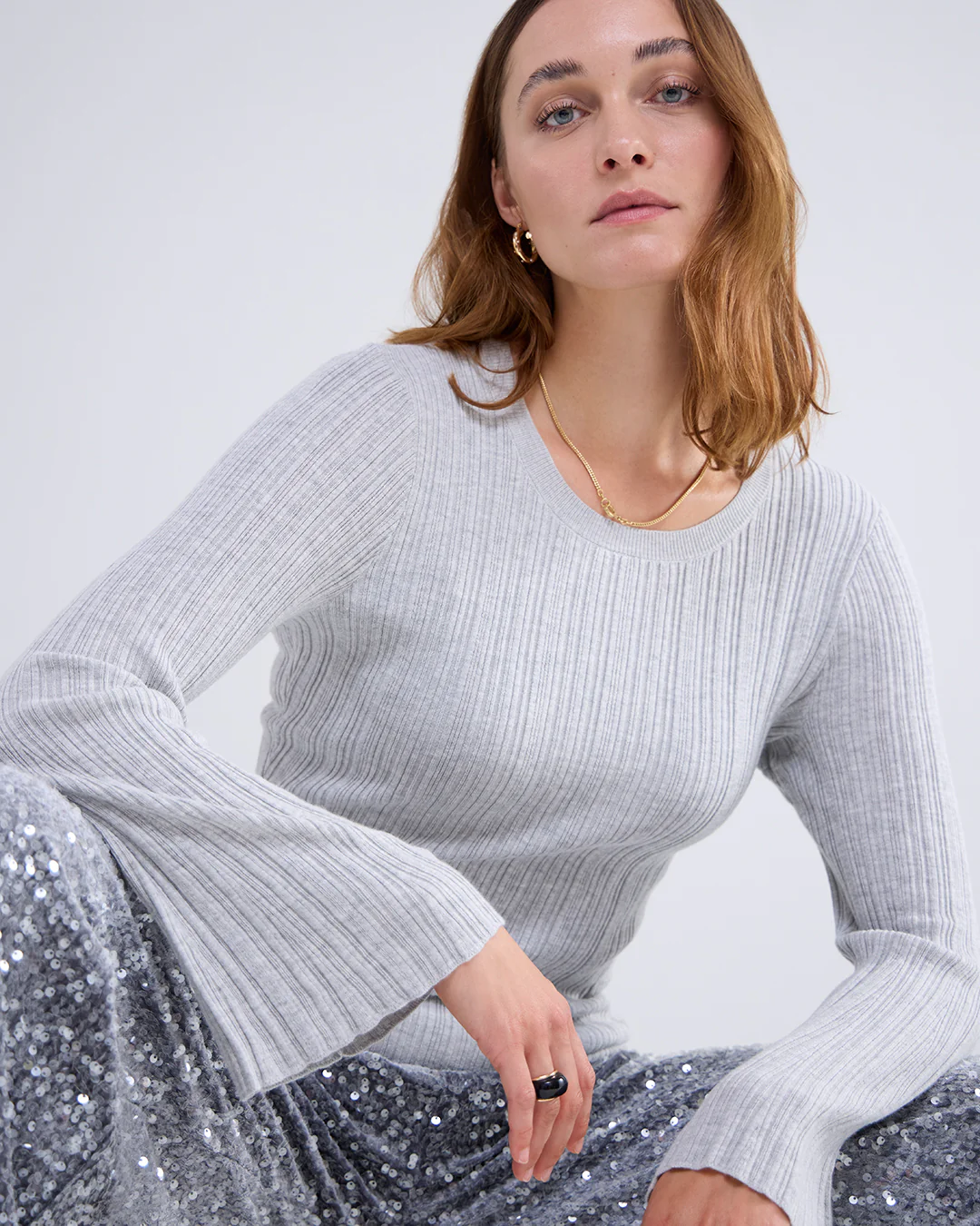 SUMMUM Pullover mit Trompentenärmeln 7s5850-8000
