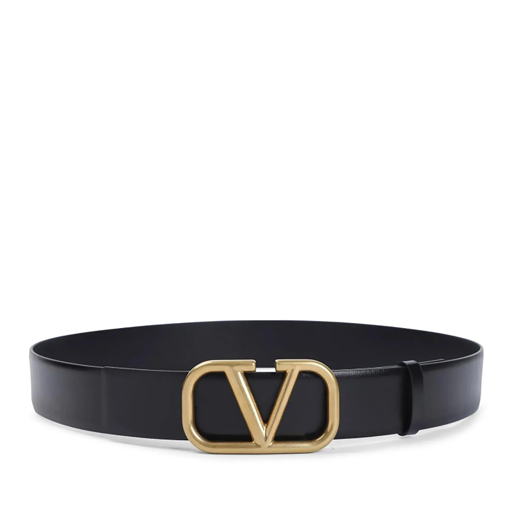   Valentino  Vlogo Signature Buckled Belt Black  Ledergürtel 