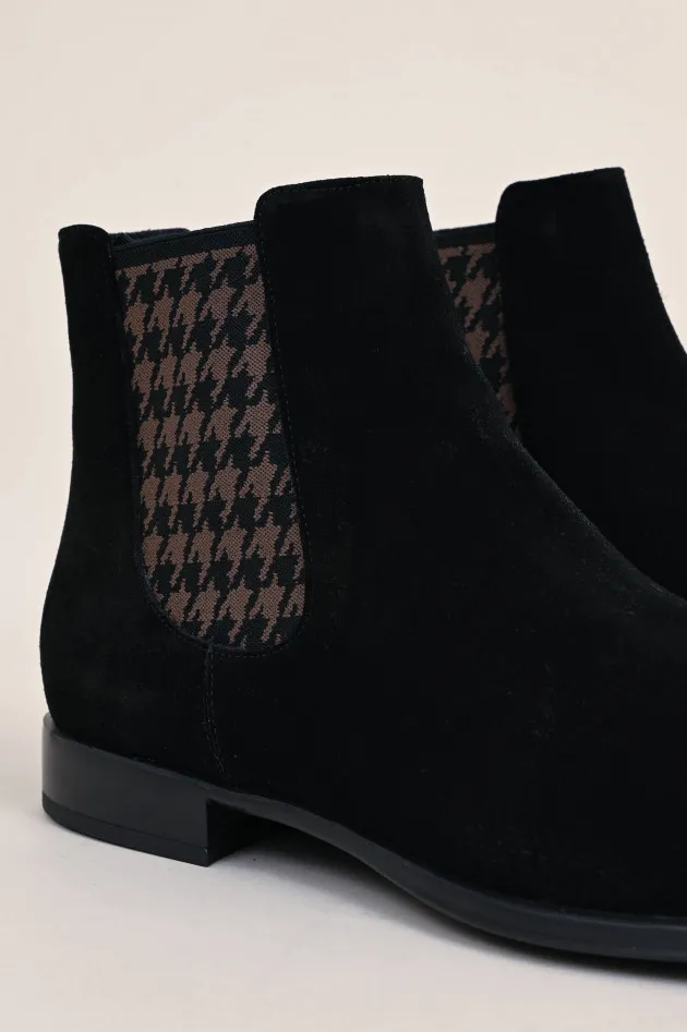 Velourseder Stiefelette in Schwarz